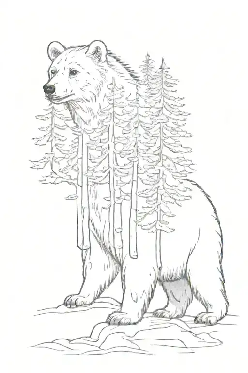 Kermode Bear Standing Tall Trees