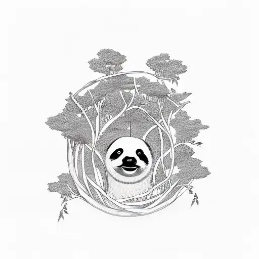 Tree Of Life With Sloth And Panda