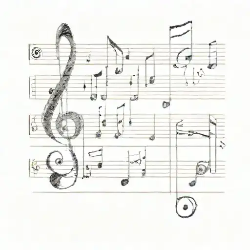 A Sketch Of A Music Sheet With Numbers As The Notes
