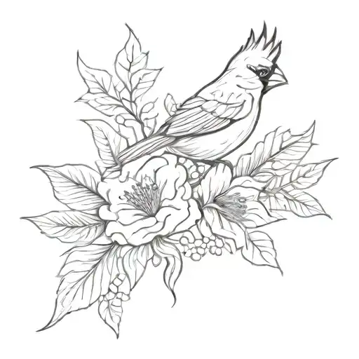 Flower Armband With Cardinal Bird