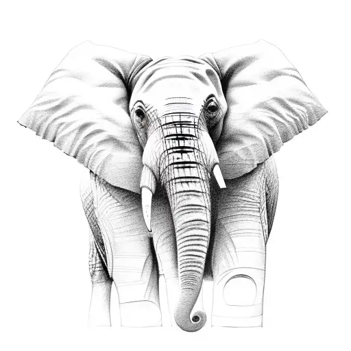 A Sketch Style Portrait Of An Elephant Playing A Guitar