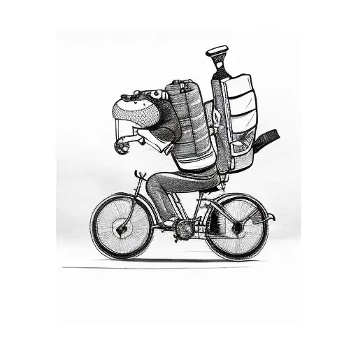 Bike With Travel Backpack Driving On A Sushi