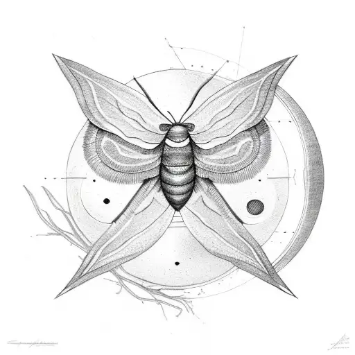 A Moth Surrounded By Delicate Moon Phases