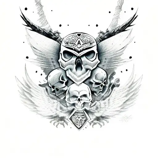 Skull With Warrior Owl