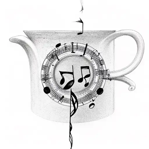 A Coffee Mug With Musical Notes As Steam