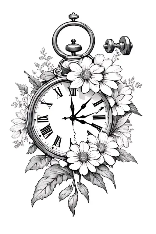 August Birth Flowers Broken Clock Dumbbells