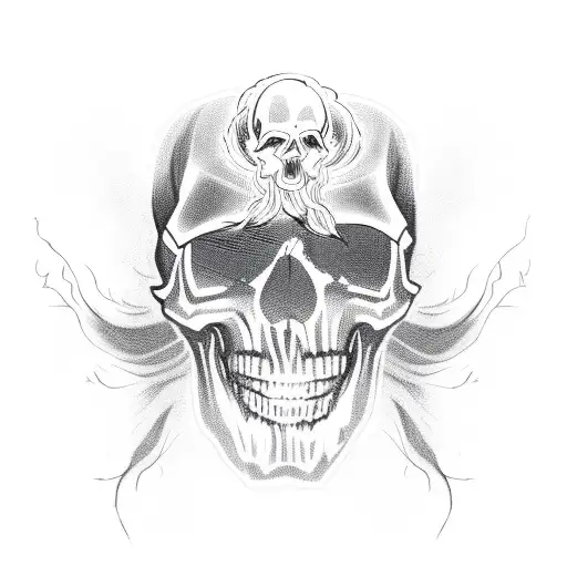 Skull And Ghost Flames Coming Out Of Head That Leads To A 57 Chevy