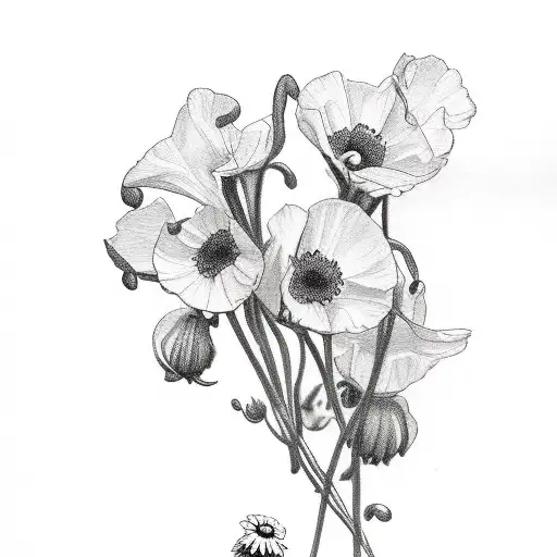 Aries With Sweet Pea And Daisy Flowers