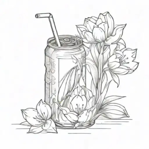 Coke Can With Tulip Inside And A Juice Box With A Lily Inside