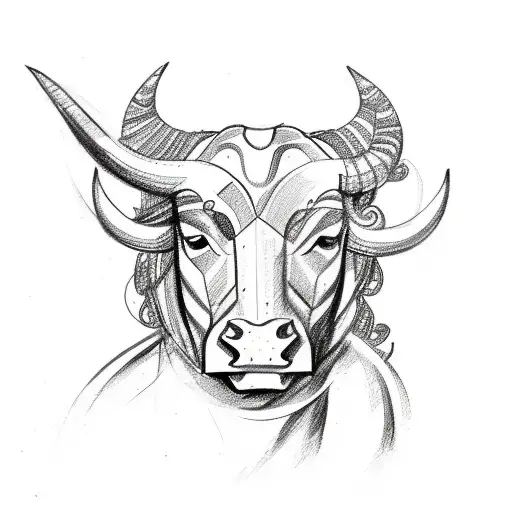 A Sketch-style Representation Of The Universe With A Taurus Bull