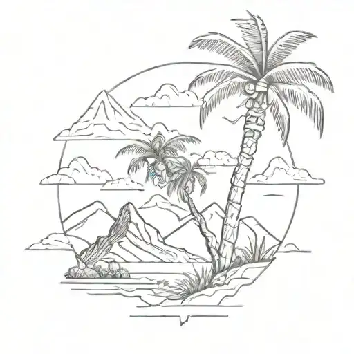 Palm Tree And Mountains