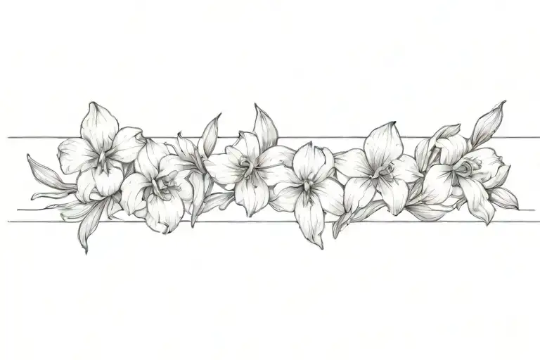 Floral Band Irises Fine Line