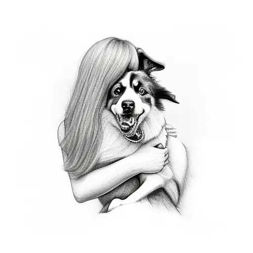 Girl Hugging Collie Dog