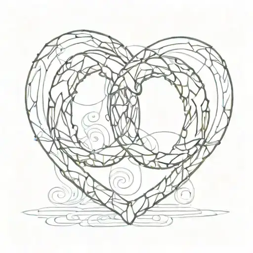Continuous Line Drawing Two Horseshoes In The Shape Of A Heart