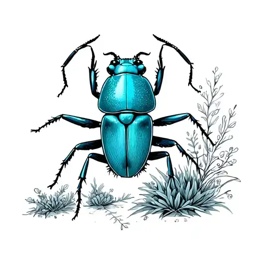 Horned Nosed Beetle With Some Surrounding Greenery And Nature Stuff