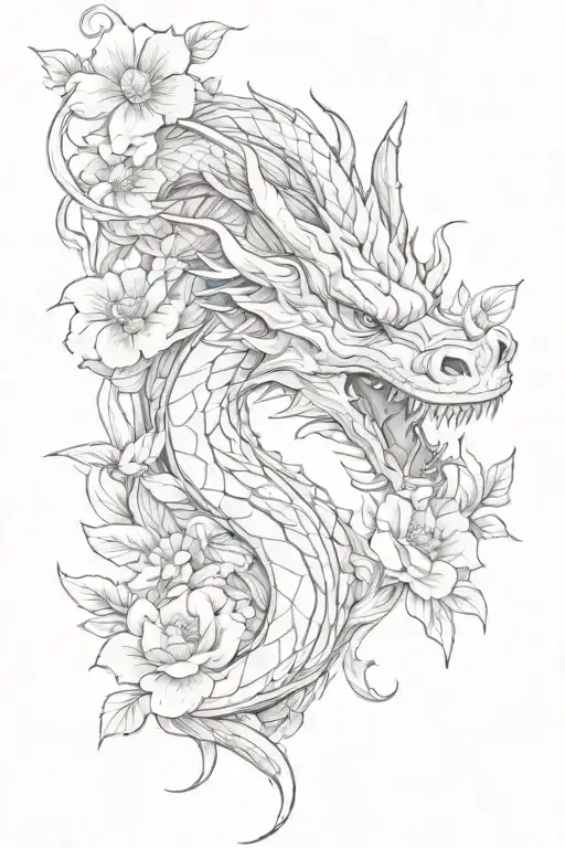 Dragon With Flowers