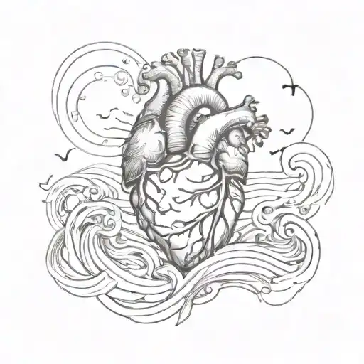 Human Heart And Ocean Waves