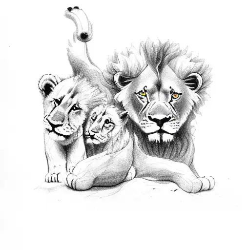 3 Cubs And Lion