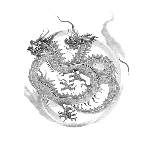 Chinese Dragon Holding A Yin And Yang