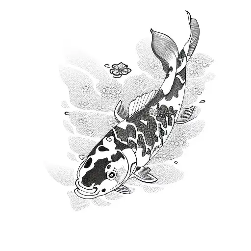 Koi Fish Surrounded By Cherry Blossoms