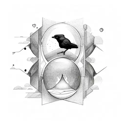 Hourglass With Raven