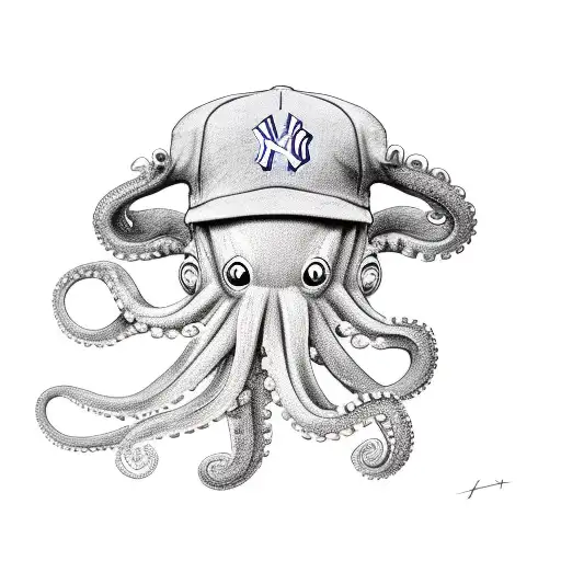 Octopus With Yankees Baseball Hat