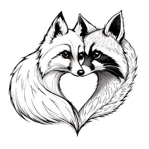 A Fox Tail And A Raccoon Tail Making A Heart Shape
