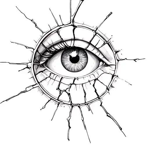 Broken Mirror With Eye Inside
