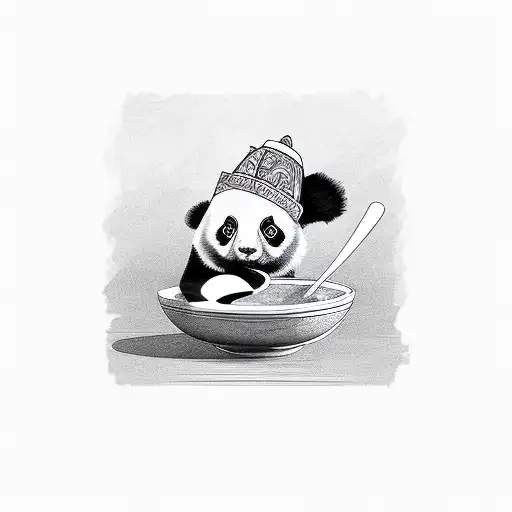 Panda Holding A Bowl Of Soup