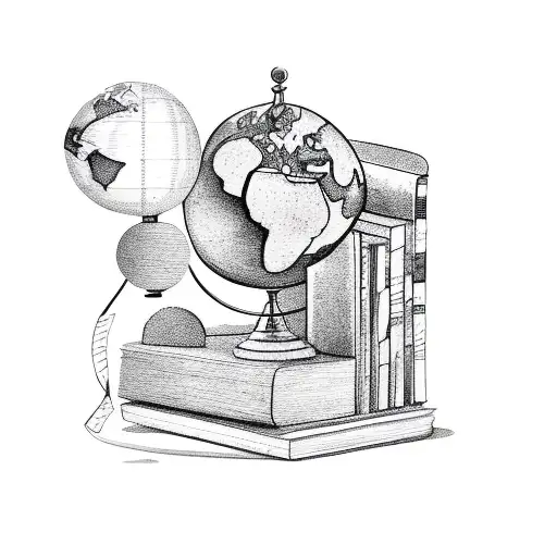 Bookshelf With Books And Globe