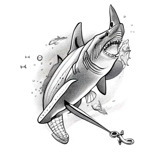 A Shark Attached To A Fishing Hook