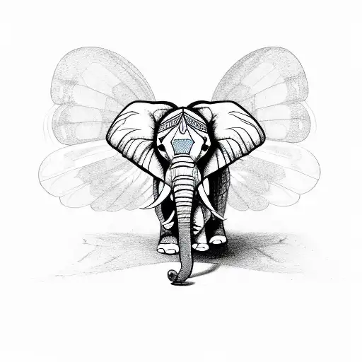 Elephant With Butterfly Wings On Back