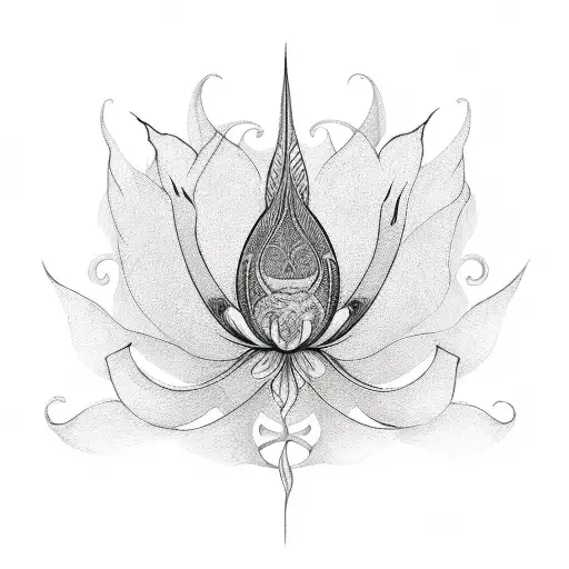 Elegant Feminine Spine Line Tattoo Lotus And Fish