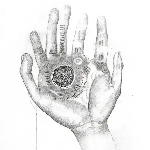 Hand Print With Roman Numbers Date Of Birth