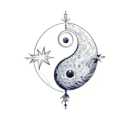 Yin Yang Symbol As Shooting Star