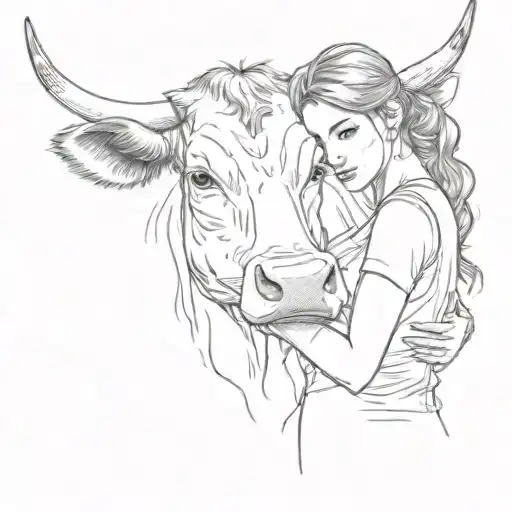 A Girl Hugging A Cow