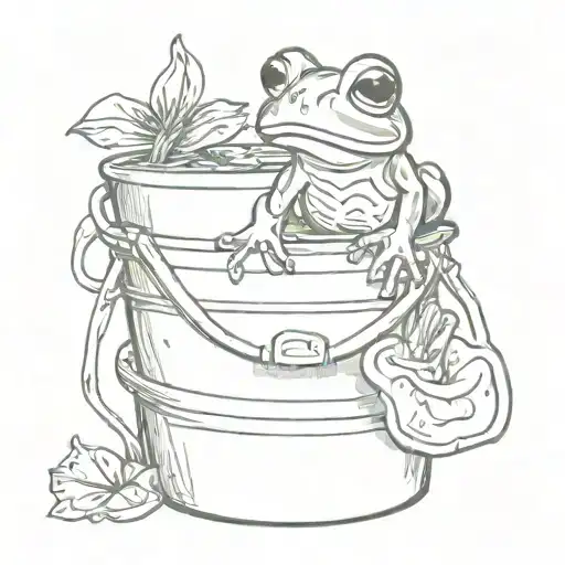 Cartoonish Frog In A Bucket