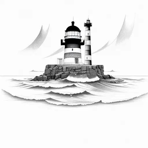 Sketch Of Lighthouse Rought Lines Geometric