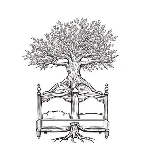 Wedding Bed Carved Into Olive Tree With Roots