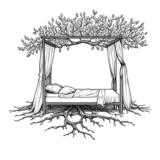 Wedding Bed Inside Olive Tree With Roots