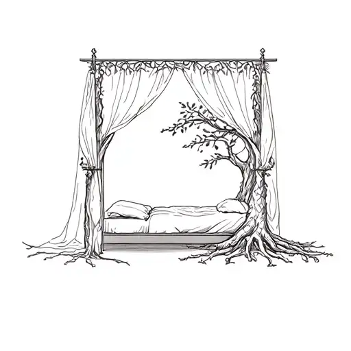 Wedding Bed Inside Olive Tree With Roots