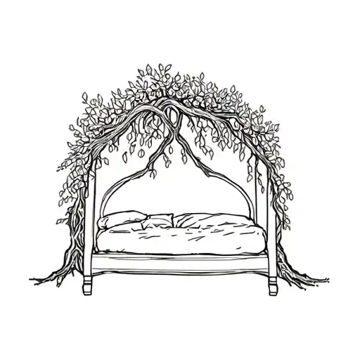 Wedding Bed Inside Olive Tree With Roots
