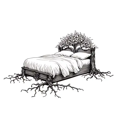 Wedding Bed Inside Olive Tree With Roots