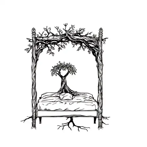 Wedding Bed Inside Olive Tree With Roots