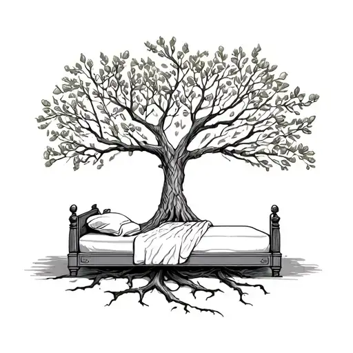 Wedding Bed Inside Olive Tree With Roots