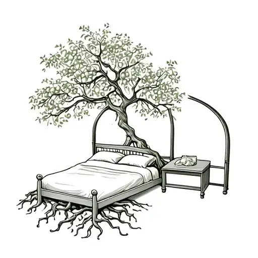 Wedding Bed Inside Olive Tree With Roots