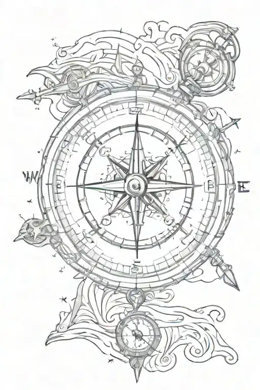 Compass Showing Direction West To Ocean
