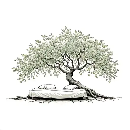 Wedding Bed Inside Olive Tree With Roots