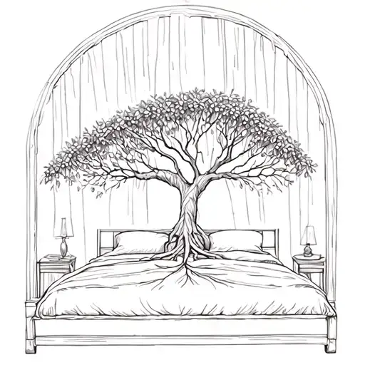 Wedding Bed Inside Olive Tree With Roots