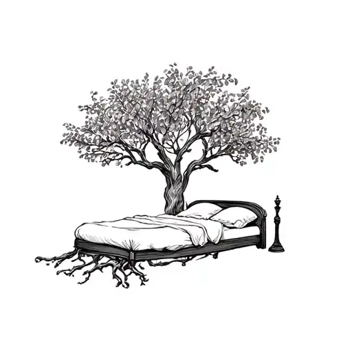 Wedding Bed Inside Olive Tree With Roots